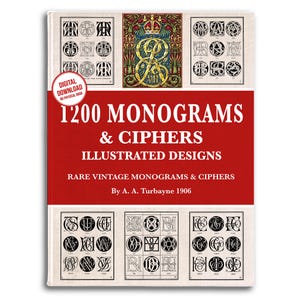 1200 vintagemonogram- och chifferdesigner: Illustrerad utskrivbar (PDF-nedladdning)