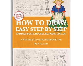 Vintage How to Draw Book: Easy Step-by-Step Line Art (Digital Download)