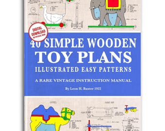 Vintage Wooden Toy Plans: 40 Illustrated Patterns (Digital Download)