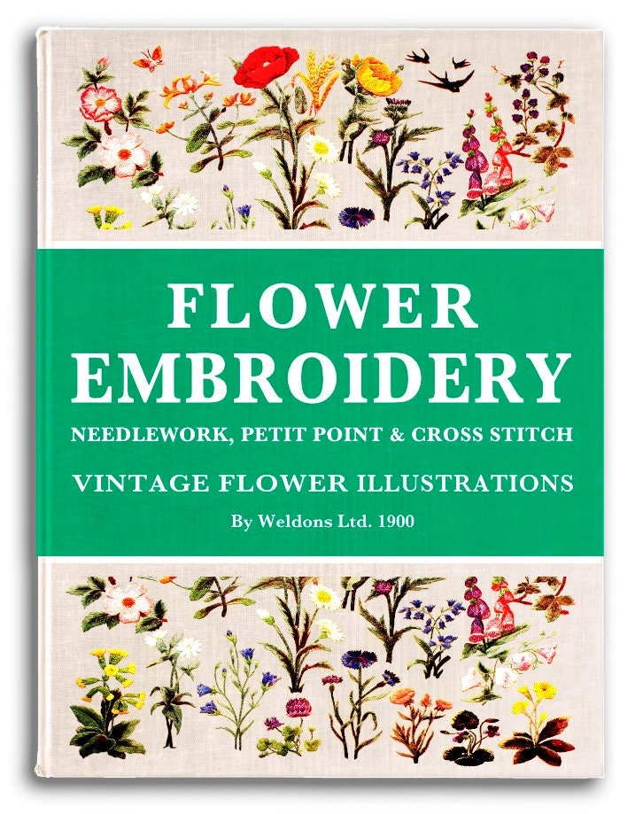 BORDADO DE FLORES COSTURA Punto de cruz de petit point Ilustraciones de flores Pájaros Libro PDF imprimible vintage Descarga digital instantánea