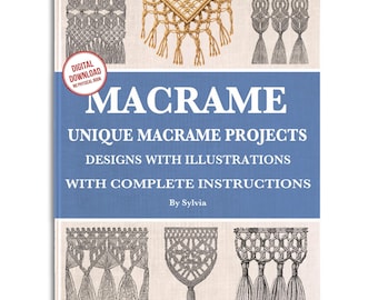 Zeldzaam geïllustreerd macramé-patronenboek: vintage weefontwerpen (pdf-download)