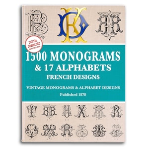 モノグラムとアルファベットデザイン 1500種類のヴィンテージ文字：刺繍パターン（デジタルダウンロード）