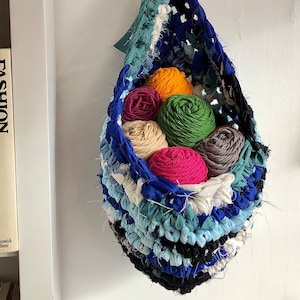 Blue Fabric Hanging Basket image 1