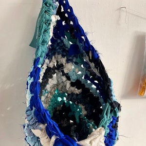 Blue Fabric Hanging Basket image 3