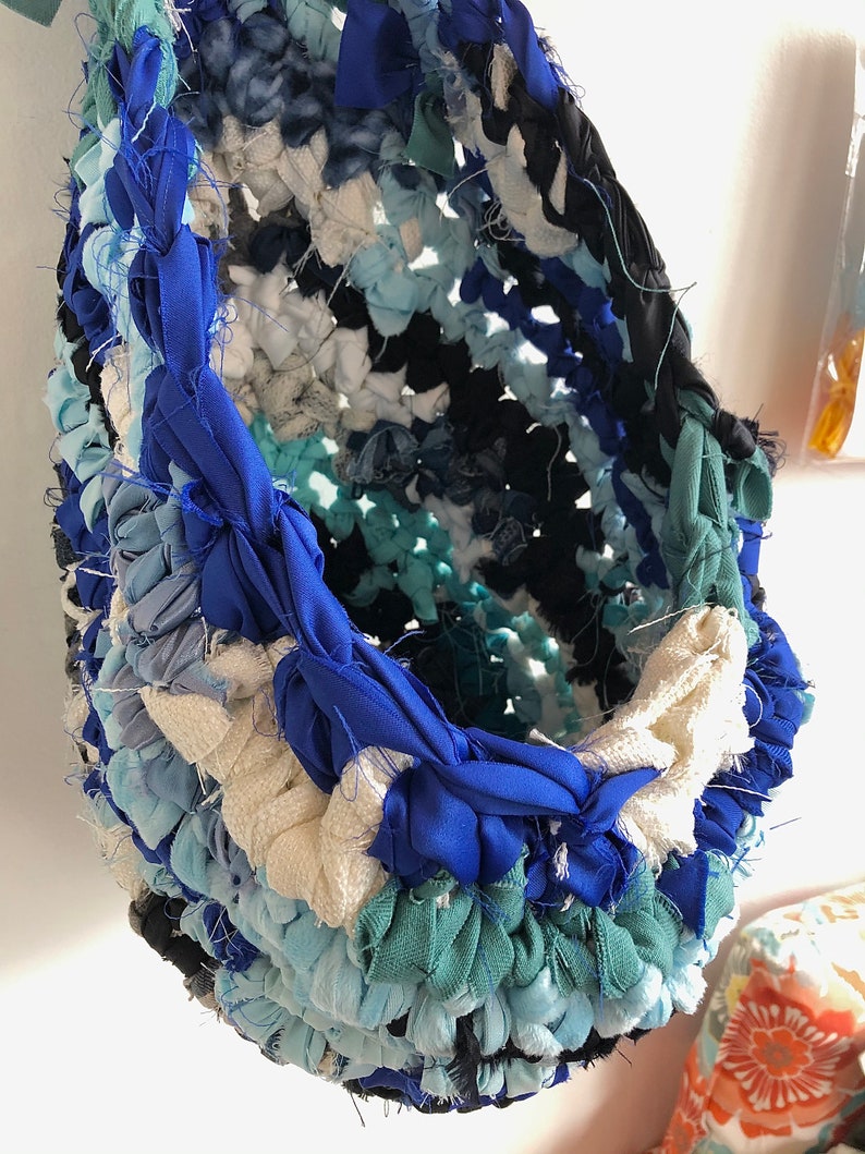 Blue Fabric Hanging Basket image 4