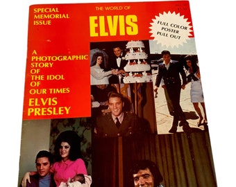 Vintage The World of Elvis Special Memorial Issue Magazine 1977 A Photographic Story with Pull Out Poster