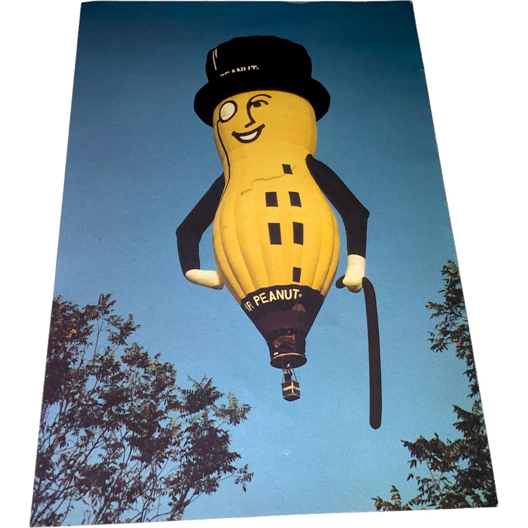 Vintage Planters Mr. Peanut Hot Air Balloon Postcard Advertising RJ