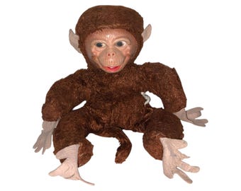 Vintage 1950s Rubber Face Plush Monkey by Gund