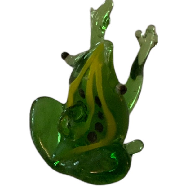 Vintage Miniature Blown Art Glass Green Tree Frog Figure Figurine