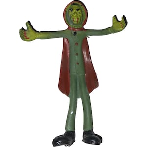 Vintage Scary Dracula Vampire Blood Sucking Monster Action Figure Bendable Bendy Rubber Bend Ems Made in Hong Kong Horror
