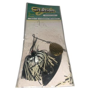 Vintage Fishing Lure Bait Crankbait Citation Tackle Co. Willow Leaf No. 7 Bass Fishing Black and White Unopened Package Spinnerbait
