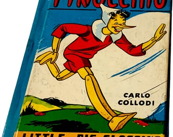 Vintage 1938 Pinocchio The Adventures of a Puppet Book by Carlo Collodi Little Big Classics Antique First Edition Books