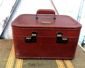 Vintage Authentic 1950's Aero Pak Deluxe Modern Luggage Brown Leather Train Case, Carry On Luggage Petersburg VA