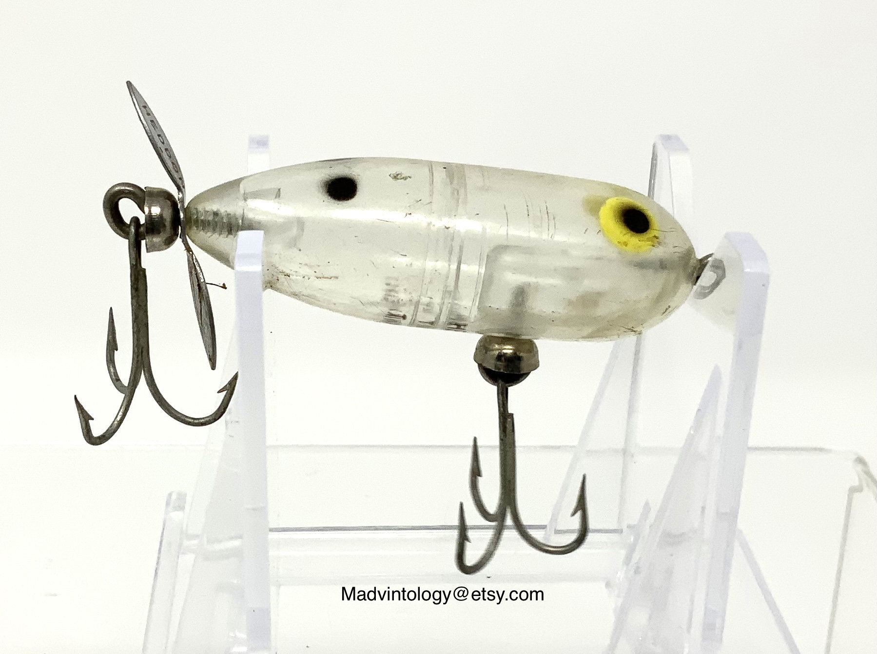 Vintage Fishing Lure Bait Tackle Heddon Clear Tiny Torpedo -  UK