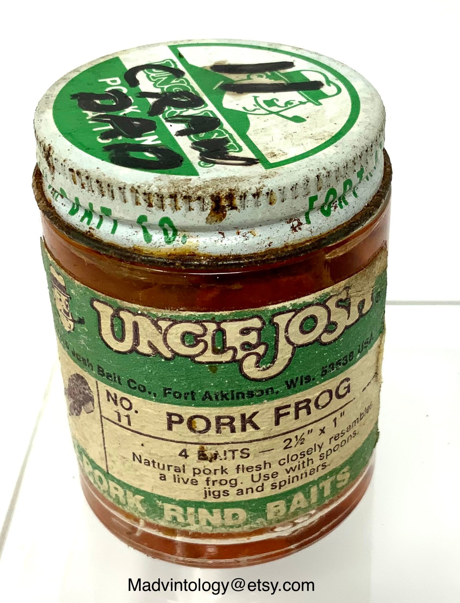 Vintage Uncle Josh Pork Rind Baits Pork Frog Fish Bait Lure Etsy