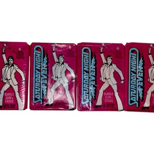 Vintage 1977 Saturday Night Fever Donruss Wax Pack Collector Trading Cards Unopened Photo Cards John Travolta Lot of 4