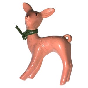 Vintage Rosa Zelluloid Reh Rehkitz Figural Brosche Pin Kostüm Schmuck Frühes Plastik