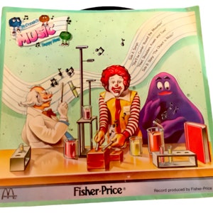 Vintage Ronald McDonald Fisher Price Happy Meal Music 45 RPM Vinyl Record #1 with Sleeve Authentic G1 McDonald’s 1985