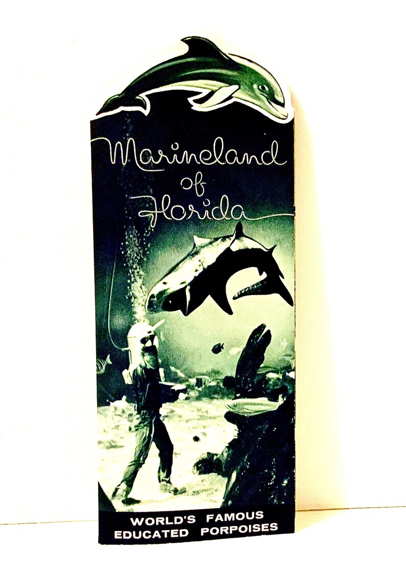 Vintage Antique Estate Marineland of Florida Travel Vacation Brochure Hotel Pamphlet Card Dolphins Porpoises