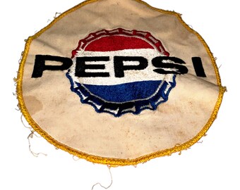 Parche vintage de chaqueta de uniforme grande de Pepsi Cola que anuncia una tapa de botella