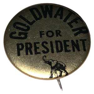Vintage Goldwater Republican Candidate Political Presidential Campaign Pinback Button Badge Pin 1964