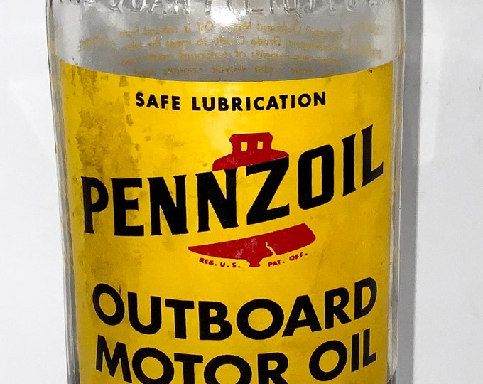 Pennzoil Outboard Motor Oil Glass Bottle Vintage Antique Advertising Etsy