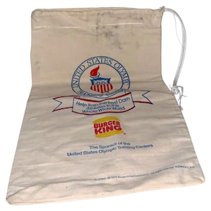 Vintage 1979 Burger King Worek na mąkę US Olympics Training Center Torba podręczna z płótna, bagaż, torba sportowa