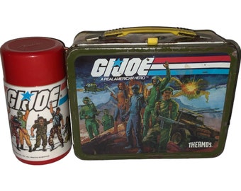 Vintage G.I. Joe A Real American Hero Metal Lunchbox and Thermos 1982 Lunch Box Set Hasbro