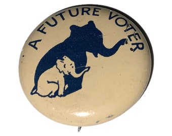 A Future Voter GOP Baby and Adult Elephant  President Campaign Pinback Button Badge Pin Vintage