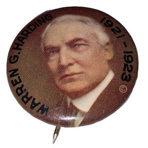 Vintage 1920 Warren G. Harding President Political Presidential Campaign Pinback Button Badge Pictorial