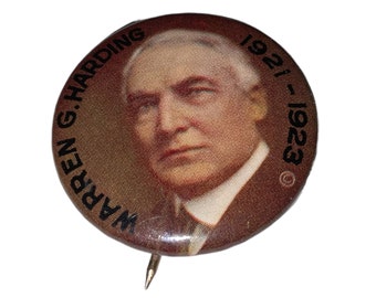 Vintage 1920 Warren G. Harding President Political Presidential Campaign Pinback Button Badge Pictorial