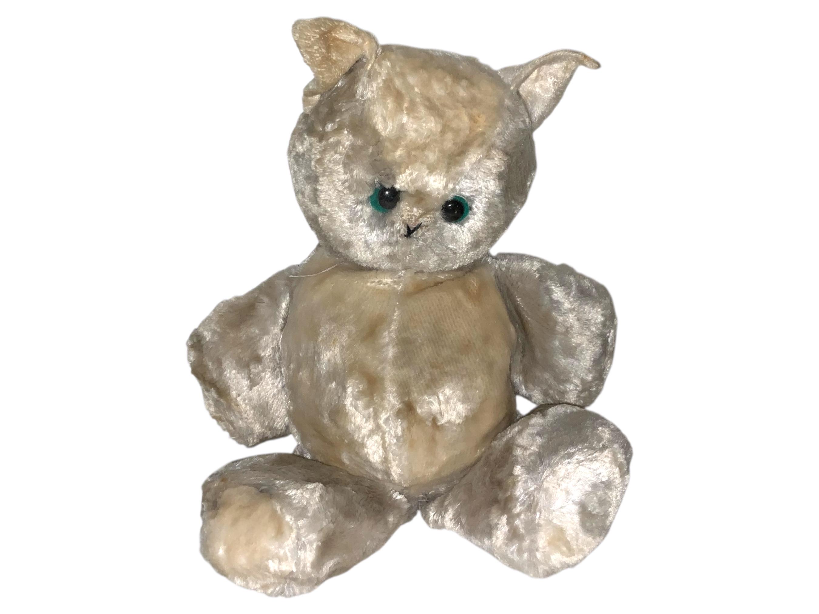 1940年代のヴィンテージ子猫のぬいぐるみ、緑の目のぬいぐるみ - Etsy 日本