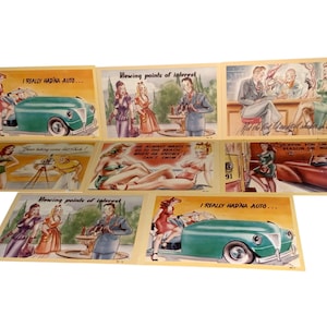 ADULT CONTENT Humor Vintage Unused Saucy Sex Woman Comic Linen PostCard Artist Signed Joke Lot of 8 Cards