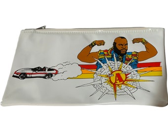 Vintage 1983 The A-Team  Mr. T Pencil Pouch Case Original B.A. Baracus White Vinyl