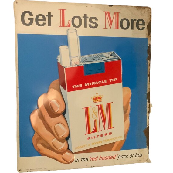 Vintage L&M Cigarettes Advertising Sign 1950s Get Lots More Etsy