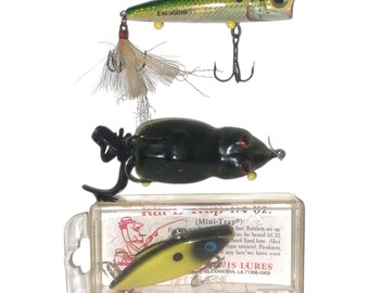 Lot de leurres de pêche vintage : Excalibur, Bill Lewis Rat-L