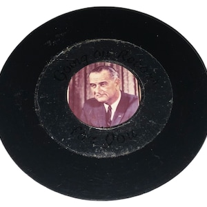 Vintage RARE Lyndon Johnson Going On Record For You For President Presidential Campaign Pinback Button Badge Pin 1964 Political LBJ