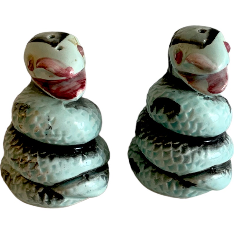 RARE Vintage Coiled Snakes Salt and Pepper Shakers Baby Blue Etsy