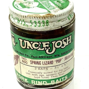 Vintage Uncle Josh Pork Rind Baits Pork Waterdog Spring Lizard Pup Fish  Bait Lure Bait Tackle Fishing No. 800 