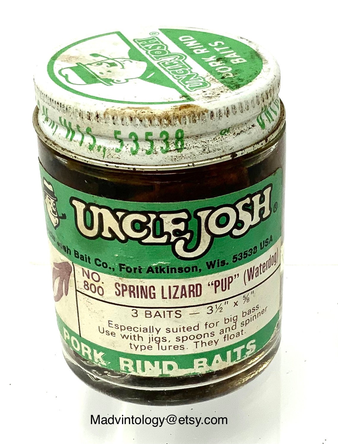 Vintage Uncle Josh Pork Rind Baits Pork Waterdog Spring Lizard Pup Fish Bait  Lure Bait Tackle Fishing No. 800 -  Canada