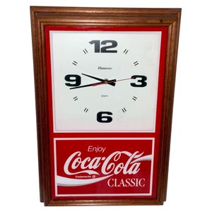 Vintage 1980’s Coca Cola Coke Advertising Wall Clock Battery Operated Vintage by Hanover
