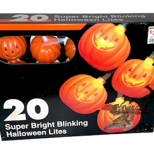 Vintage Halloween Jack O Lantern Kürbis Dekoration String Licht Set Blow Mould Candy Süßes oder Saures Original Box Indoor Outdoor