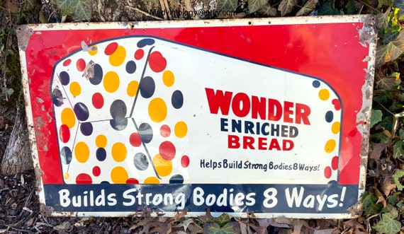 Vintage Wonder Bread Tin Advertising Sign 1950s Large - Etsy