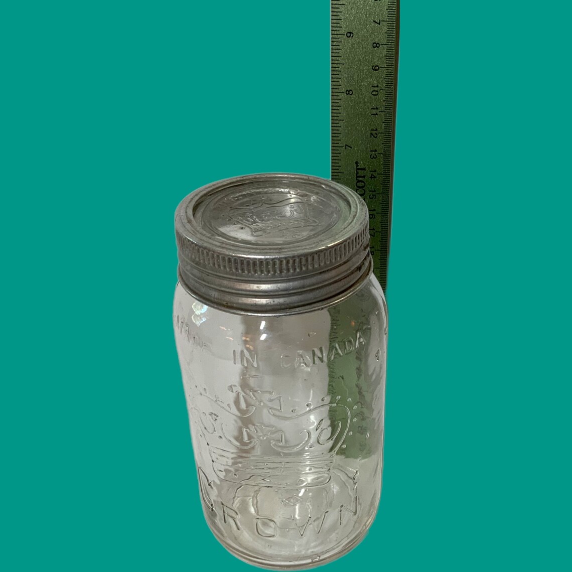 Vintage Crown Clear Embossed Glass Canning Jar Container With Etsy