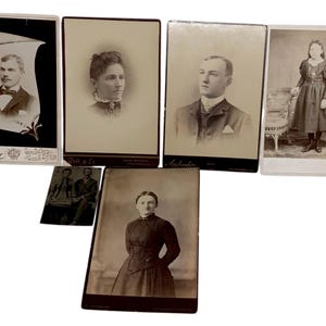 Antikes Lot von 6 Männern und Frauen Schwarz-Weiß-Schrank und Tintype-Karte Fotos Gentleman männlich weiblich
