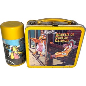 Vintage Metallica Metall Lunchbox und Thermos 1982 Lunch Box Set Sheriff Of Cactus Canyon Western