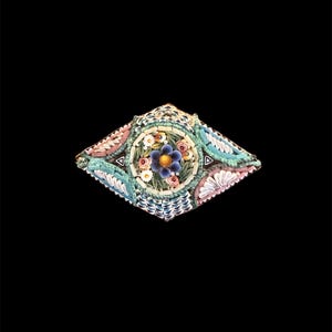 Micro Mosaic Antique Early 1900’s Marked Italy Floral Brooch Art Deco