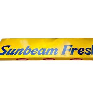 RARO espositore da scaffale in plastica rigida per pubblicità di pane fresco Sunbeam Vintage