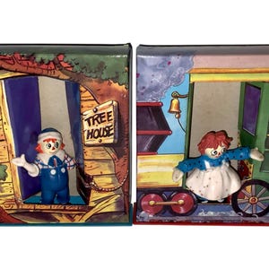 Vintage 1988 Raggedy Ann & Andy Toy Figure PVC Figurines With Playhouse Tara Toy Lot of 2