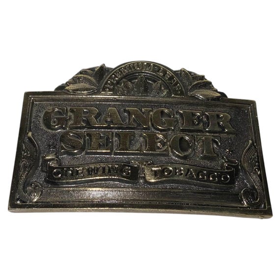 NOS Vintage 1988 Granger Select Chewing Tobacco Promo Advertising Belt  Buckle